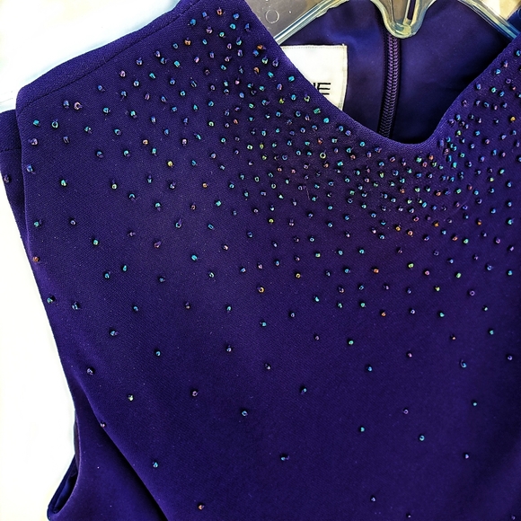 ❤SOLD❤EVAN-PICONE Beaded High Neck Cocktail Sheath 💜  Special Occasion Dress 👗 - Picture 3 of 15